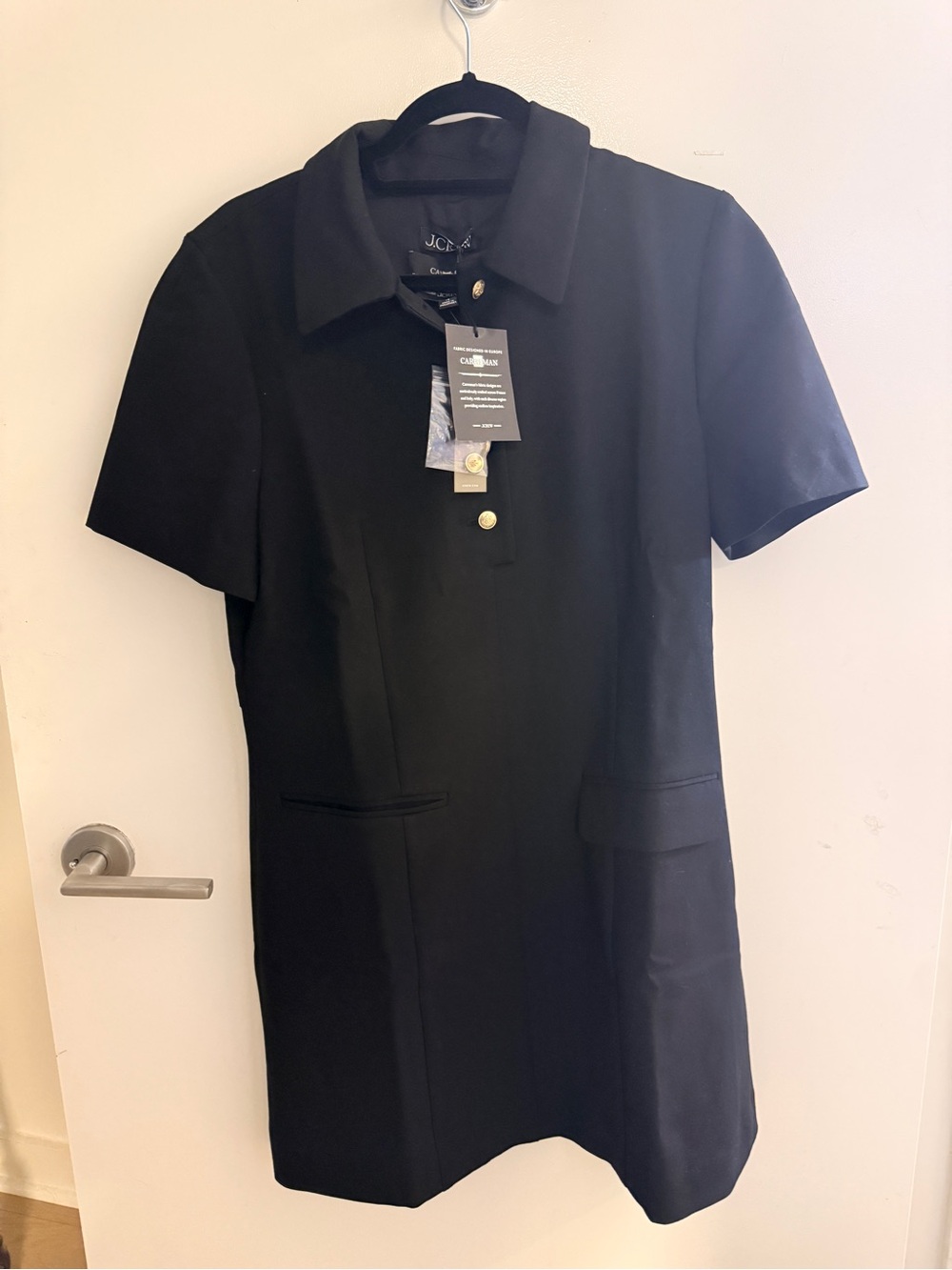 J. Crew Black Short-Sleeve Polo Shift Dress
